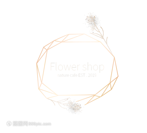 多邊形簡約線稿花店標識