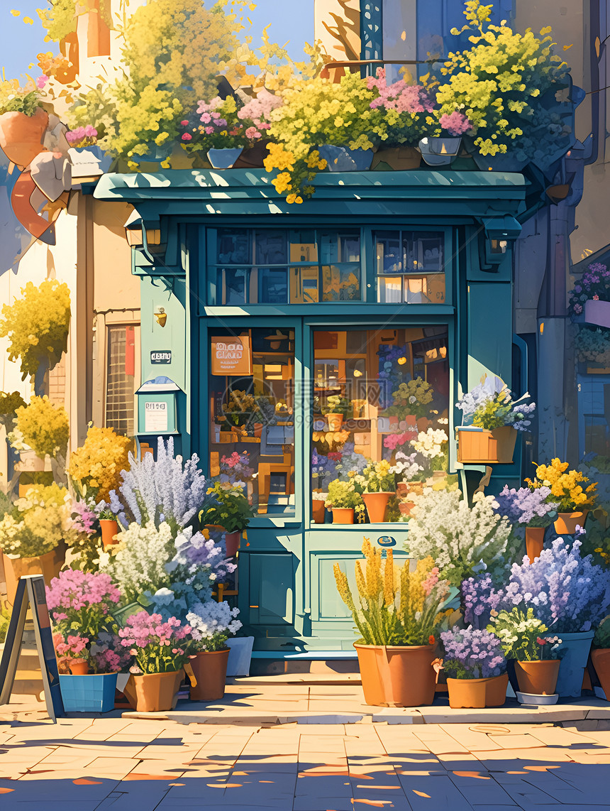 花店門口的芬芳風景 花盆中的藝術與生機